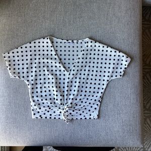 Zara polka dot crop blouse